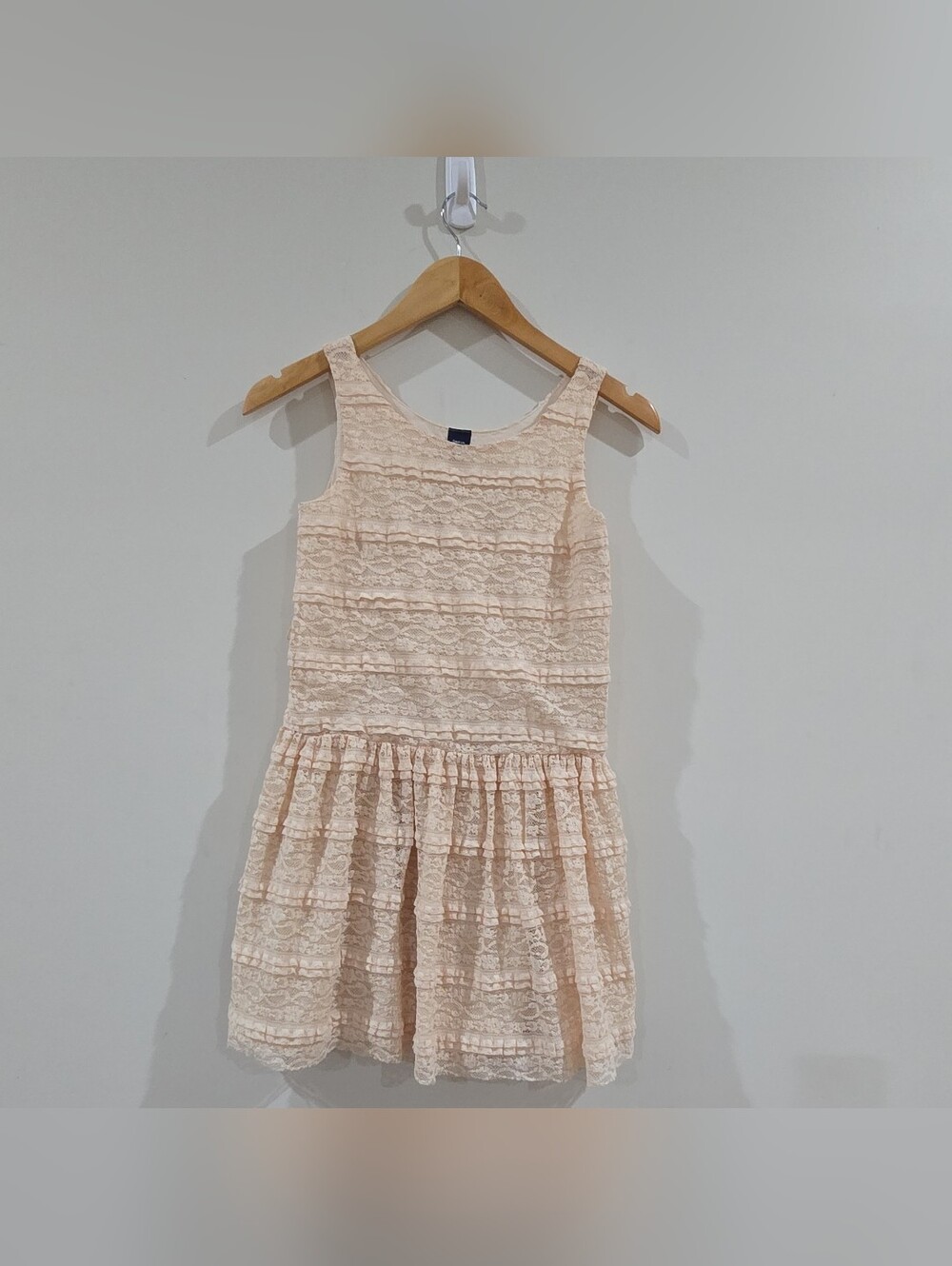 Summer GapKids Girls Ivory Lace Sundress Sleeveless Ruffle Floral Size L (10)